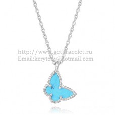 Колие Van Cleef Arpels Lucky Alhambra Butterfly от бяло злато с тюркоазена седефка