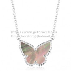 Висулка Van Cleef Arpels Lucky Alhambra Butterfly от бяло злато със сив седеф