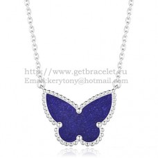 Висулка Van Cleef Arpels Lucky Alhambra Butterfly от бяло злато с лапис и седеф