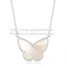 Висулка Van Cleef Arpels Lucky Alhambra Butterfly от бяло злато с бял седеф
