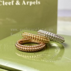 Пръстен с перли Van Cleef Arpels Perlee 3 реда, жълто злато/розово злато/бяло злато