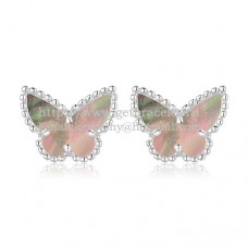 Обеци Van Cleef Arpels Sweet Alhambra Butterfly от бяло злато със сив седеф