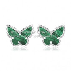 Обеци Van Cleef Arpels Sweet Alhambra Butterfly от бяло злато с малахитов седеф