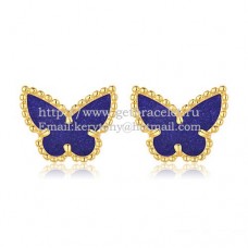 Обеци Van Cleef Arpels Sweet Alhambra Butterfly от жълто злато с лапис и седеф