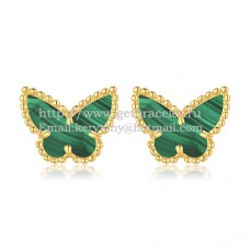 Обеци Van Cleef Arpels Sweet Alhambra Butterfly от жълто злато с малахитов седеф