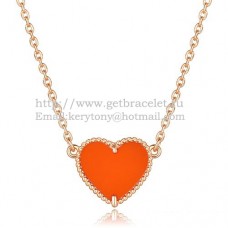 Висулка Van Cleef Arpels Sweet Alhambra Heart от розово злато с червен оникс и седеф