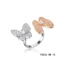 Пръстен Van Cleef Arpels Two Butterfly Between The Finger от розово злато, кръгли розови сапфири