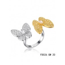 Пръстен Van Cleef Arpels Two Butterfly Between The Finger от жълто злато, кръгли жълти сапфири