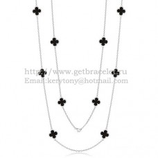 Колие Van Cleef Arpels Alhambra от бяло злато, 10 мотива с черен ахат и седеф