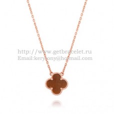 Висулка Van Cleef Arpels Alhambra от розово злато с тигрово око и седеф 15 мм