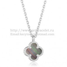 Висулка Van Cleef Arpels Sweet Alhambra от бяло злато със сив седеф 9 мм