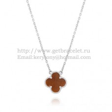 Висулка Van Cleef Arpels Alhambra от бяло злато с тигрово око и седеф 15 мм